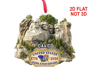 Personalized 250 Years Mount Rushmore Acrylic Ornament | Custom Name USA 250th Christmas Ornament