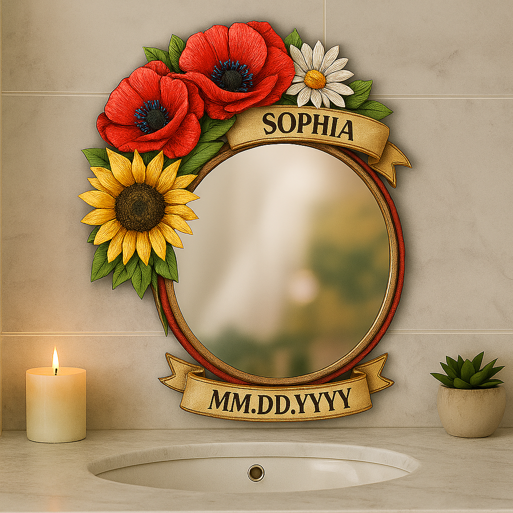 Flowers Memories Of Someone You Loved - Personalized Shaped Mirror - Memorial Gift