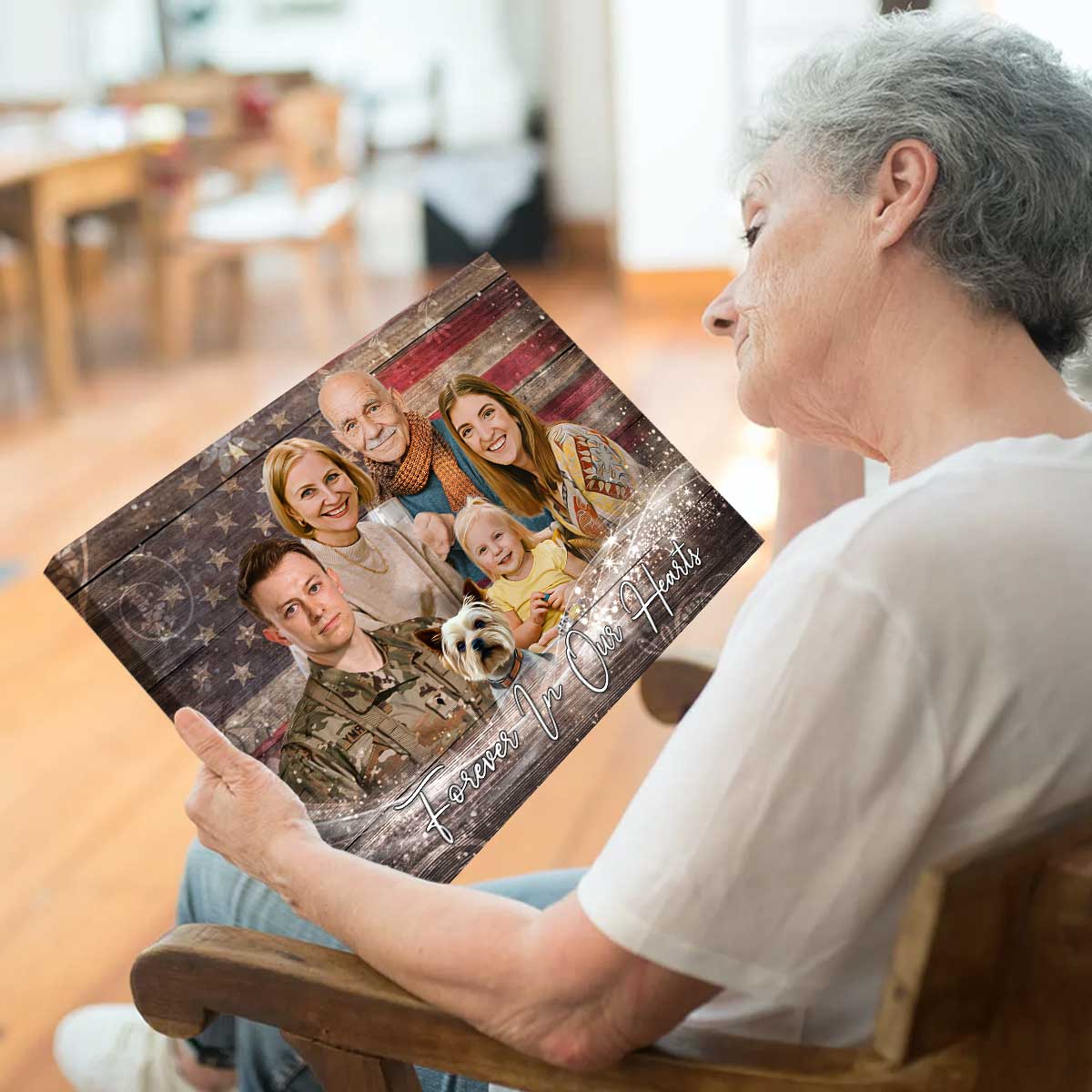 Military Remembrance Portrait Canvas, Personalized Sympathy Gifts for Veterans, Add Deceased Military Veteran To Photo, Remembrance Canvas for Military