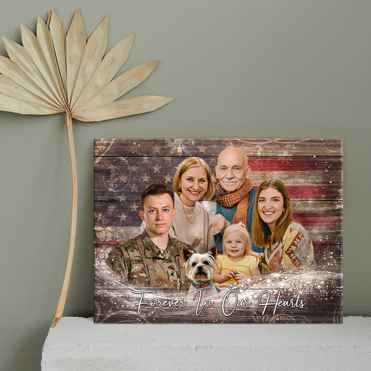 Military Remembrance Portrait Canvas, Personalized Sympathy Gifts for Veterans, Add Deceased Military Veteran To Photo, Remembrance Canvas for Military