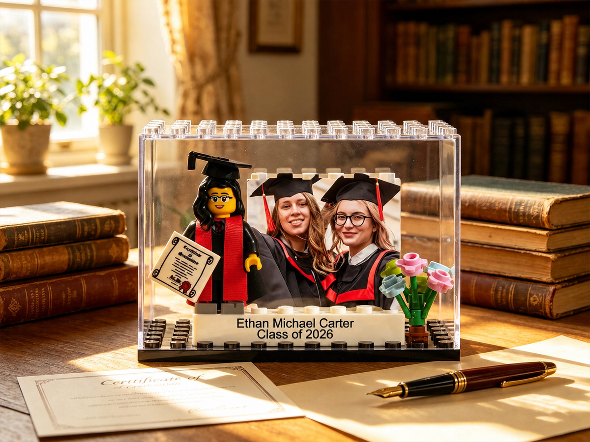 Personalized Class of 2026 Keepsake Custom Graduation Mini Figure with Display Gift Custom School Logo Photo Name