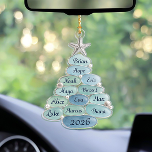 Personalized Coastal Family Christmas Tree Ornament
