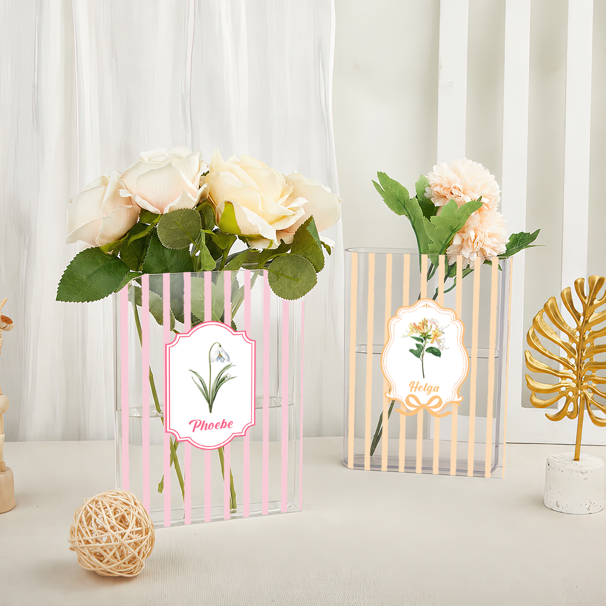Girly Floral Journal Acrylic Book Vase for Flowers, Transparent Flower Vase for Home Decor