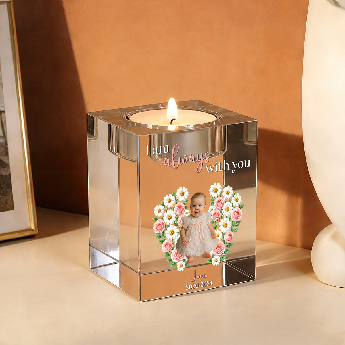In Loving Memory Baby Loss - Personalized Crystal Candle Holder