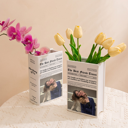 Friendship Newspaper Custom Photo Best Friend Keepsake Gift For Her - Personalized Vase
