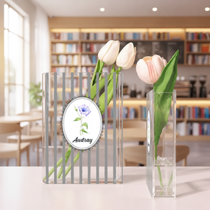 Girly Floral Journal Acrylic Book Vase for Flowers, Transparent Flower Vase for Home Decor