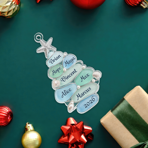 Personalized Coastal Family Christmas Tree Ornament