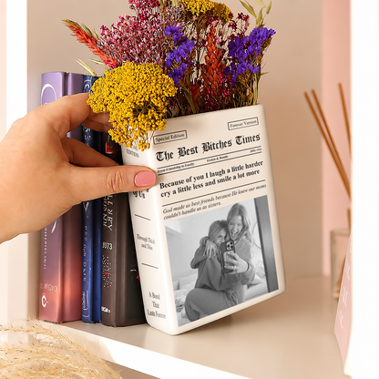 Friendship Newspaper Custom Photo Best Friend Keepsake Gift For Her - Personalized Vase