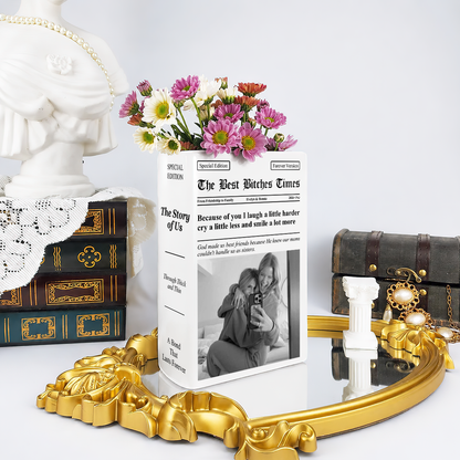 Friendship Newspaper Custom Photo Best Friend Keepsake Gift For Her - Personalized Vase