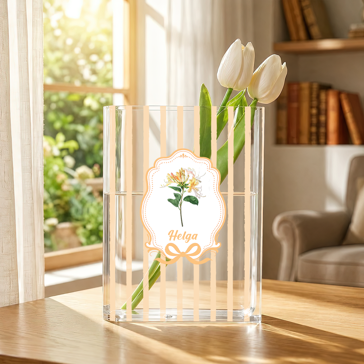 Girly Floral Journal Acrylic Book Vase for Flowers, Transparent Flower Vase for Home Decor