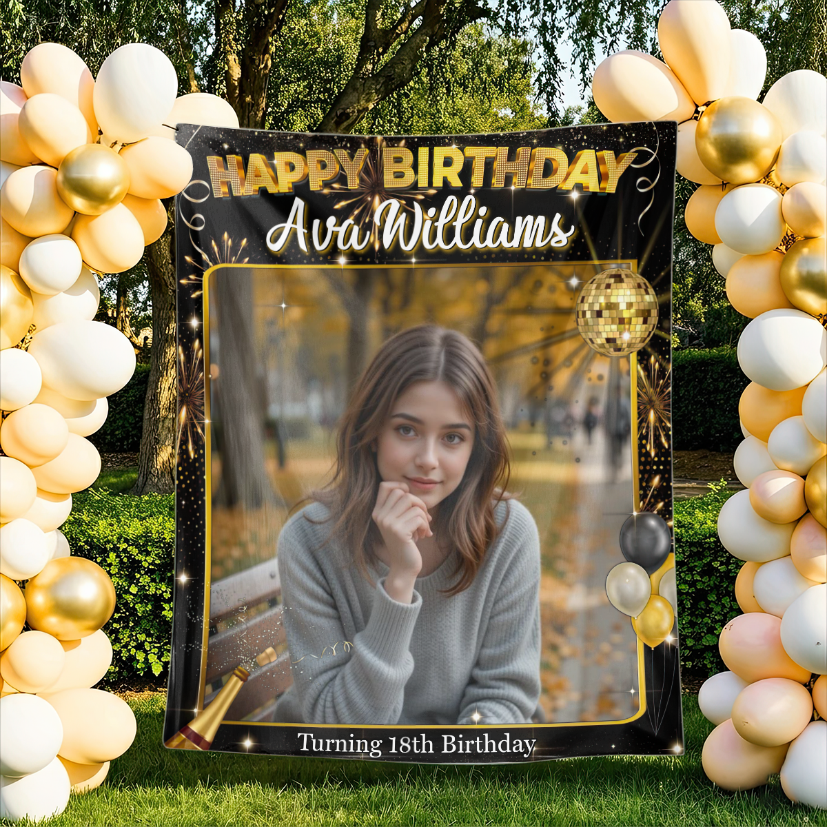 Custom Photo Birthday Backdrop - Personalized Party Backdrop