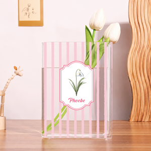Girly Floral Journal Acrylic Book Vase for Flowers, Transparent Flower Vase for Home Decor