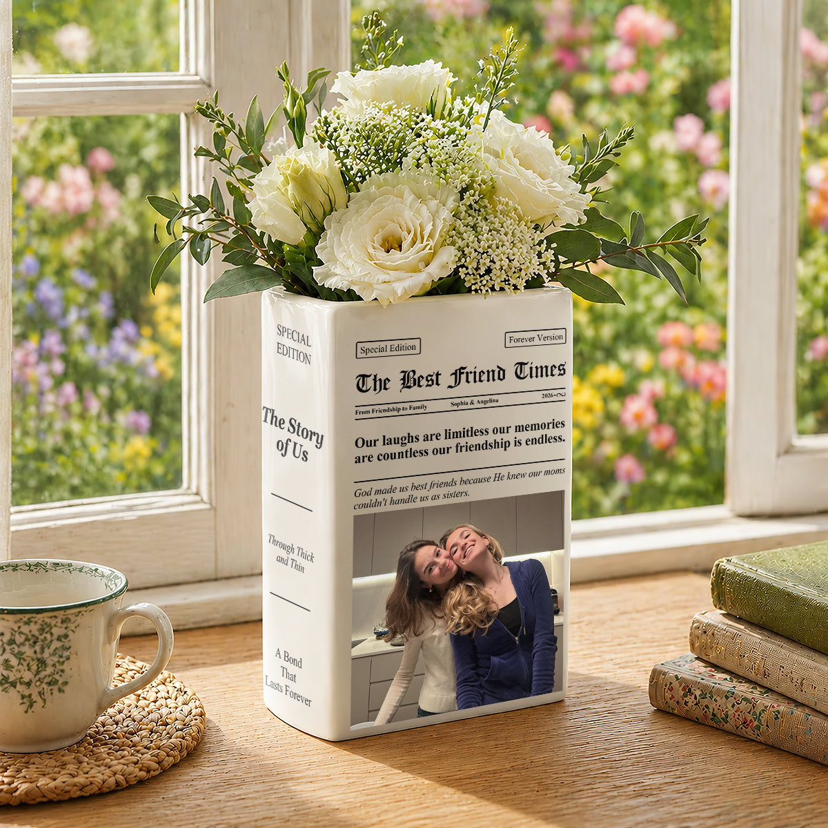 Friendship Newspaper Custom Photo Best Friend Keepsake Gift For Her - Personalized Vase