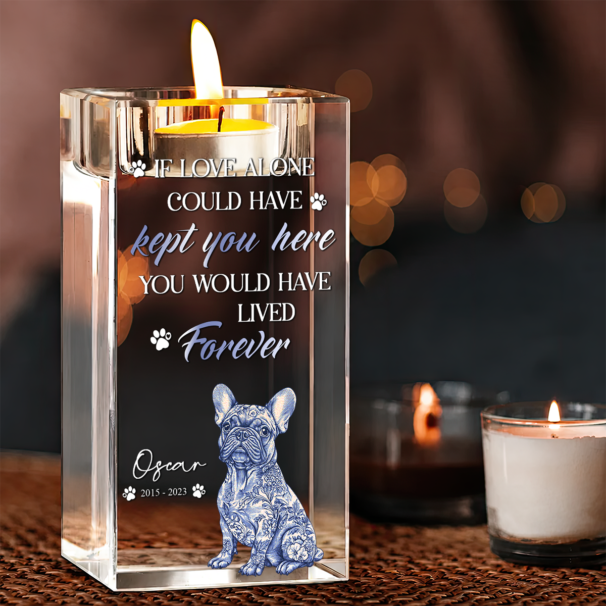 If Love Could Have Saved You Memorial Personalized Crystal Candle Holder
