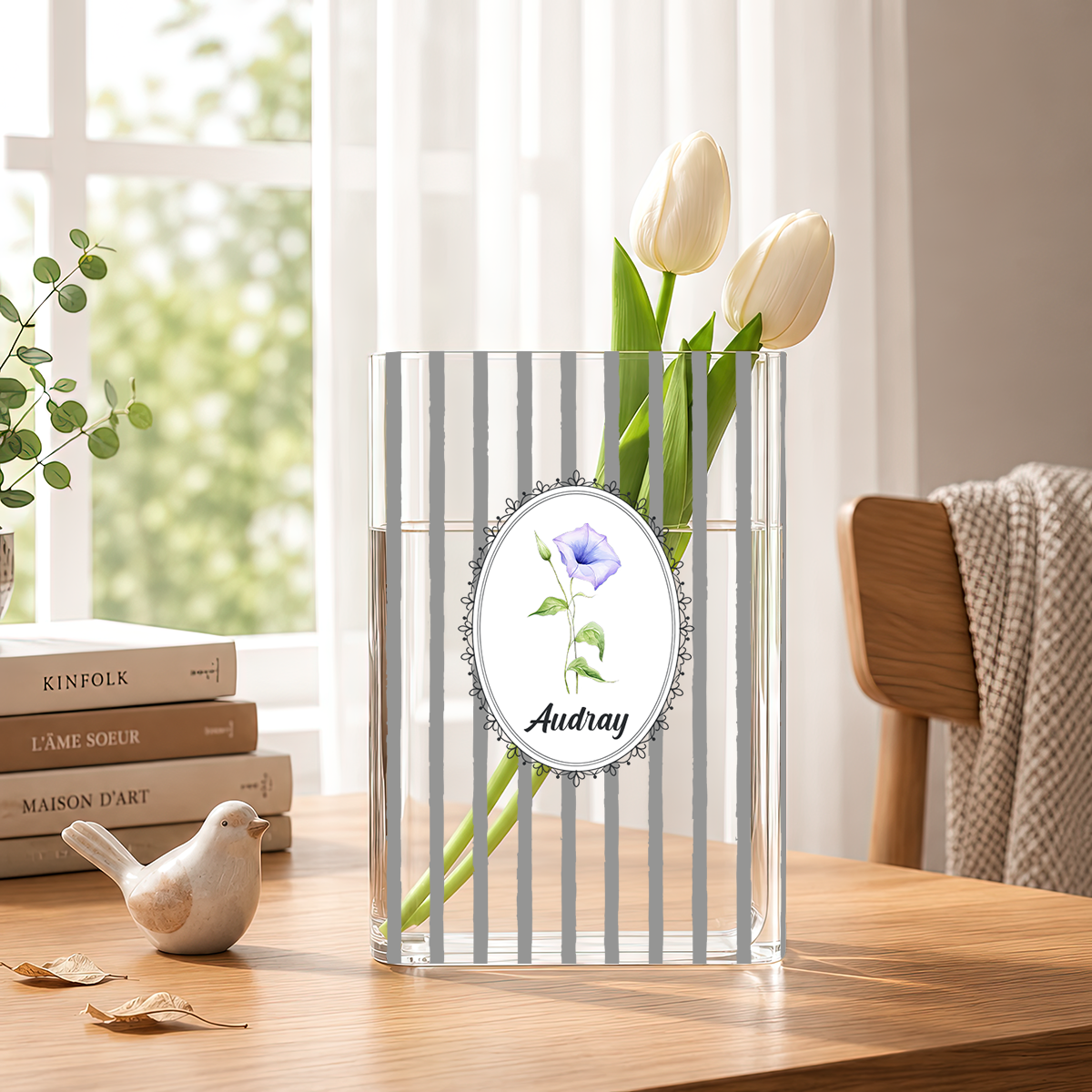Girly Floral Journal Acrylic Book Vase for Flowers, Transparent Flower Vase for Home Decor