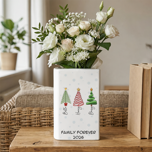 Family Christmas Tree Names - Personalized Ceramic Book Vase