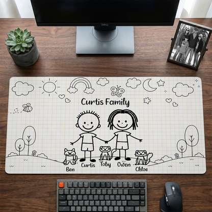 Doodle Stick Figure Couple With Dog Cat - Personalized Desk Mat mk-7_1e1336f7-7c65-4a7f-9c3d-c496677e16a3.png