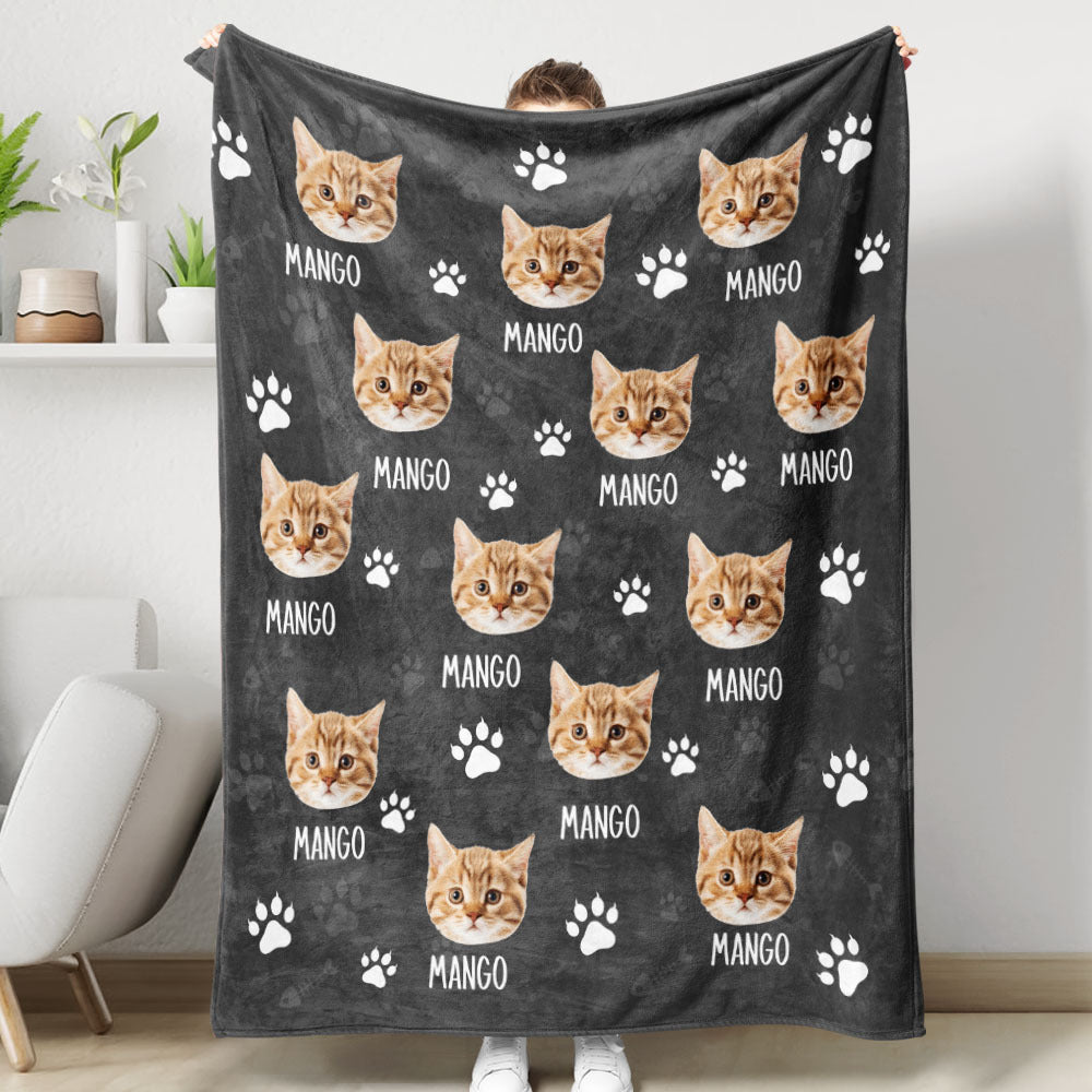 Custom Pet Photo & Paws Fleece Blanket, Pet Lover Gift