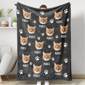 Custom Pet Photo & Paws Fleece Blanket, Pet Lover Gift