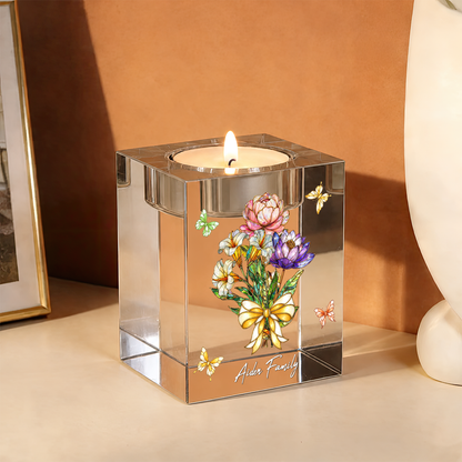 Custom Birth Flowers Art Grandma Garden - Personalized Crystal Candle Holder mk1_00431471-a0a9-4fcc-8991-ddcf1d7e35f1.png