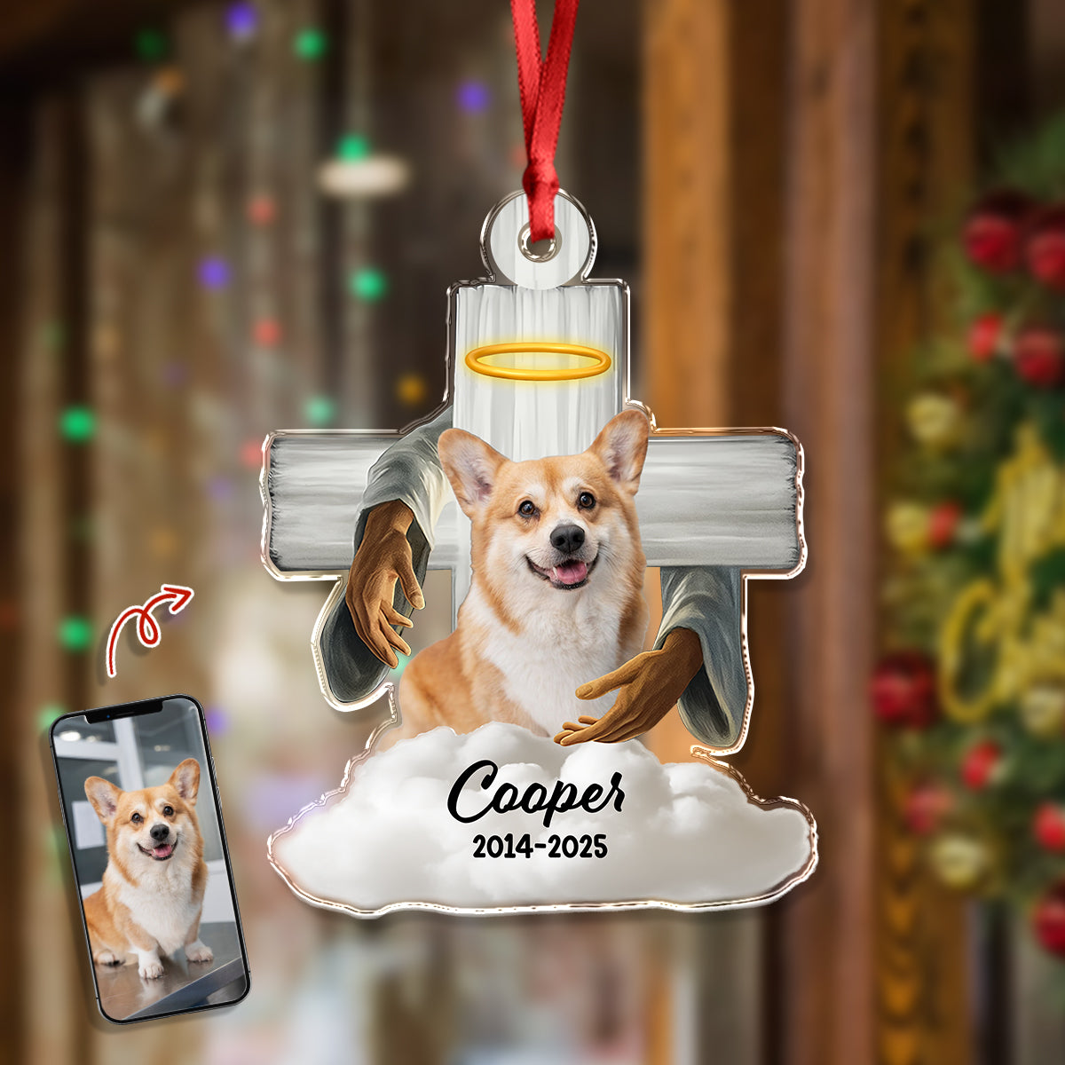 Custom Dog Memorial Photo Dog In Heaven Acrylic Ornament Christmas Gift For Dog Lovers Birthday Gift Christmas Gift For Dog Mom Dog Dad