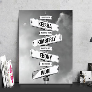 Personalized Family Names Street Sign Date of Birth Canvas, Street Sign Multi-names Canvas Father's Day Gift mk1_1.jpg