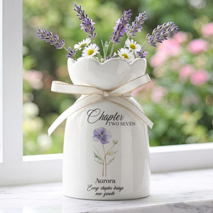 Every Chapter Growth Personalized Ribbon Tie Flower Vase