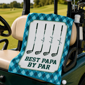 Golf More Worry Less - Custom Golf Towel - Personalized Father's Day Birthday Golf Gifts For Dad, Grandpa