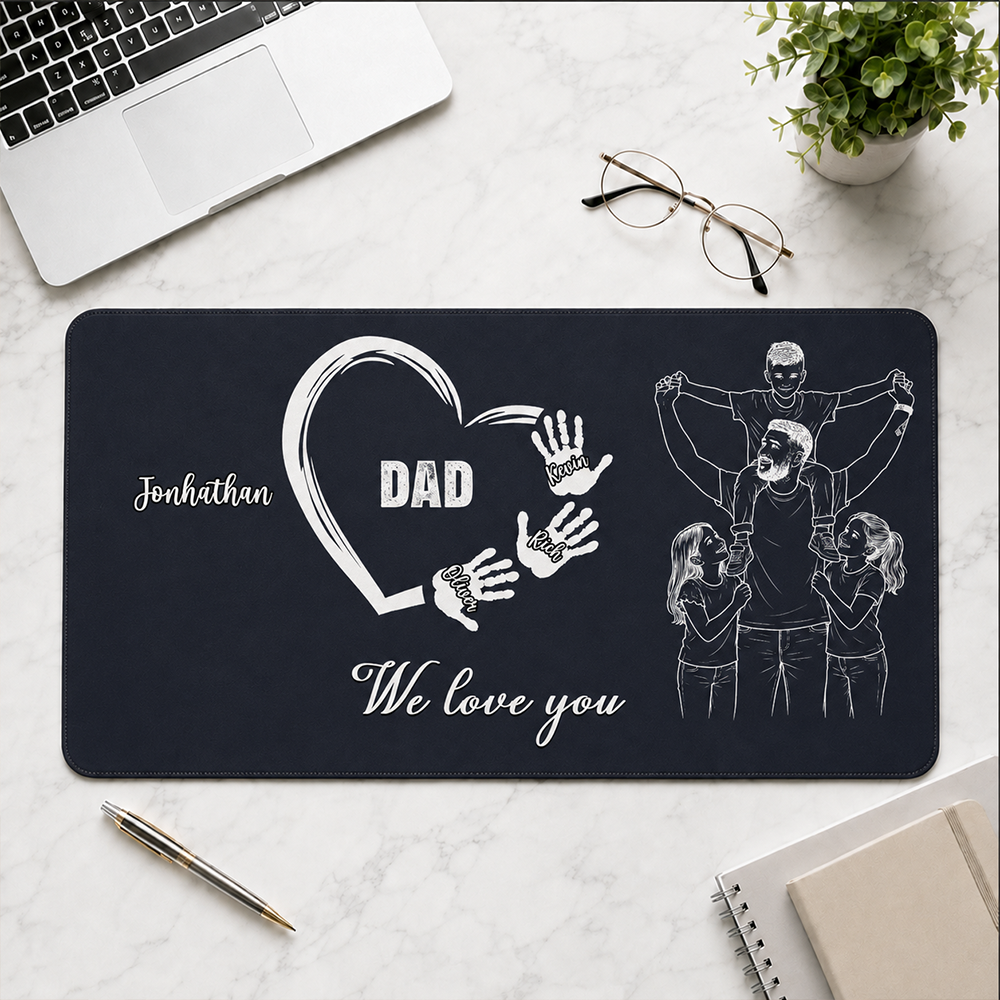 We Love You Everyday - Personalized Leather Desk Mat
