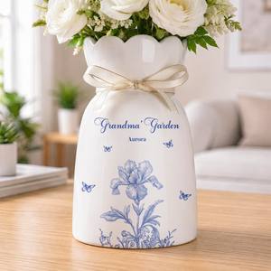 Grandma's Garden Personalized Ribbon Tie Flower Vase