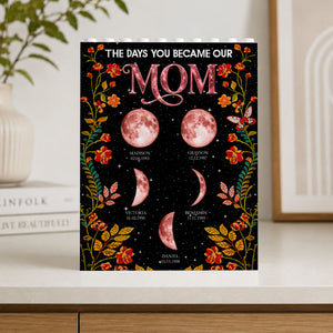 Floral Theme The Day You Became Mom Grandma Custom Birth Moon Phase - Personalized Shaped Building Brick Blocks