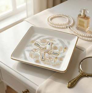 Kids Holding Mom Grandma Hand 2D Printed - Personalized Jewelry Dish