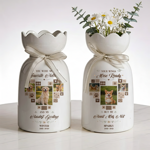 My Favorite Hello Pet Loss Flower Ribbon Tie Flower Vase