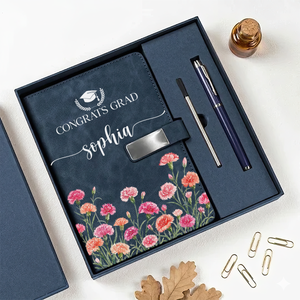 Graduation Birth Flower & Name Personalized Notebook Set