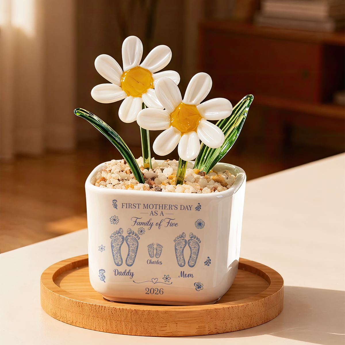 Small Footprints That Changed Everything - Personalized Glass Everlasting Flowers