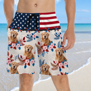 Custom Photo Enjoy Summer - Dog & Cat Personalized Custom Tropical Hawaiian Aloha Men Beach Shorts