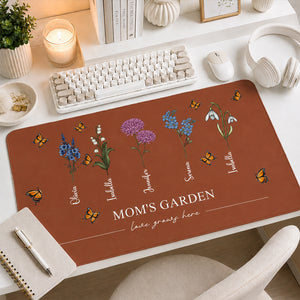 Grandma's Garden Birth Flowers - Personalized Leather Desk Mat