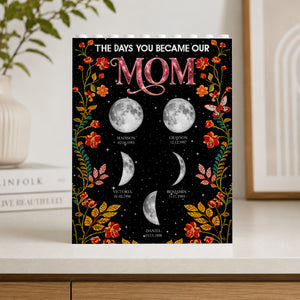 Floral Theme The Day You Became Mom Grandma Custom Birth Moon Phase - Personalized Shaped Building Brick Blocks