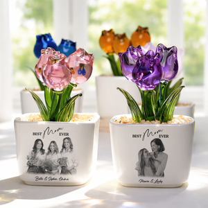 Best Mom Ever Personalized Glass Everlasting Tulips
