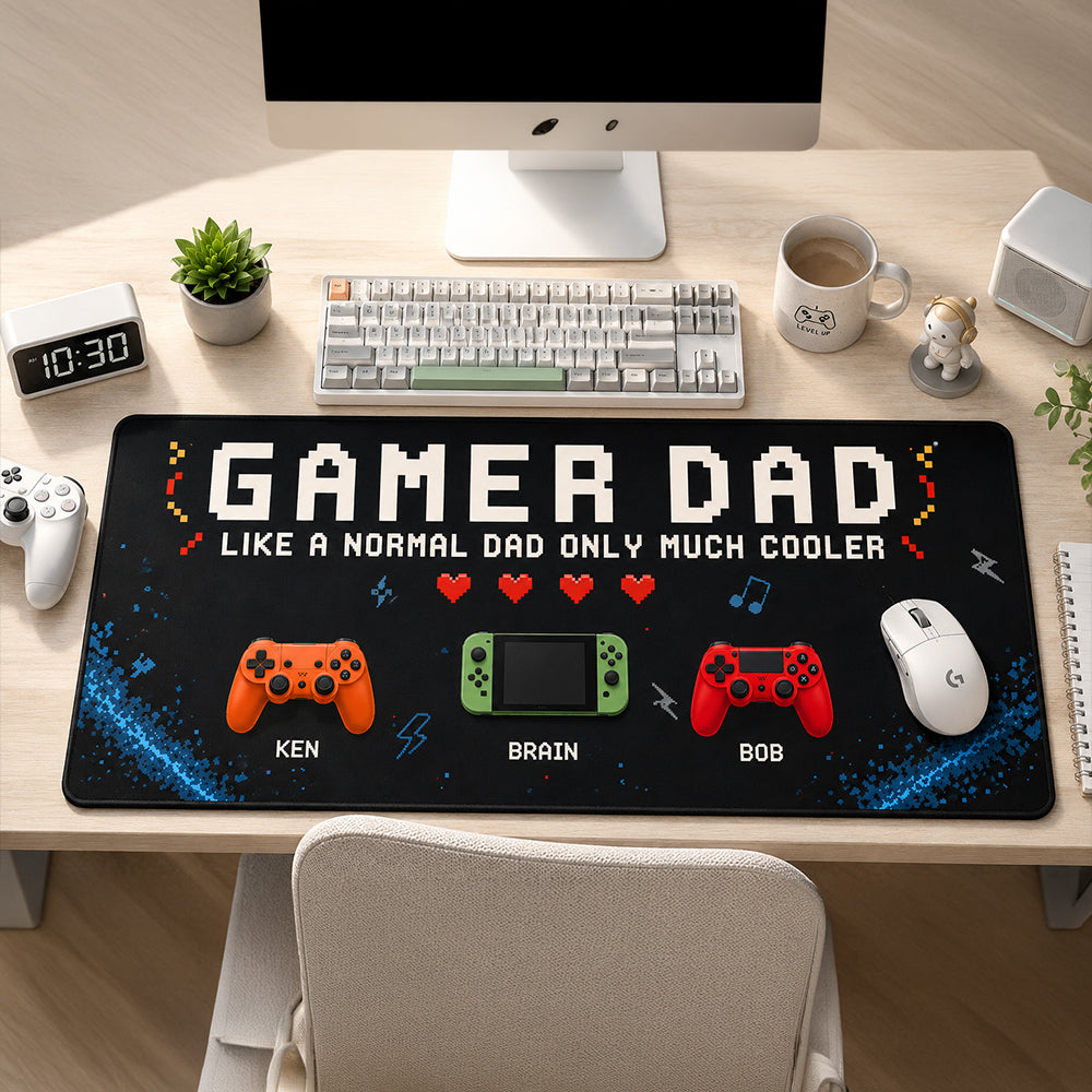 Gamer Dad Only Much Cooler - Personalized Leather Desk Mat