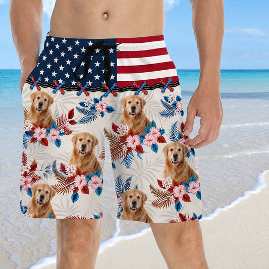 Custom Photo Enjoy Summer - Dog & Cat Personalized Custom Tropical Hawaiian Aloha Men Beach Shorts