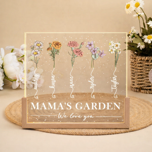 Personalized Grandmas Garden Birth Month Flower LED Night Light, Moms Garden Flower Light Up Sign, Mothers Day Gift for Grandma Mom Mama