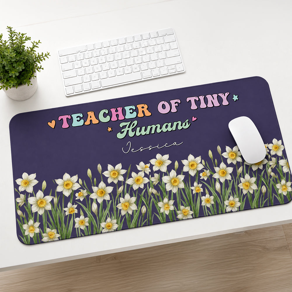 Teacher Of Tiny Humans - Personalized Leather Desk Mat