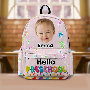 Custom Cute Kid Photo Hello School Backpack Back To School Gift