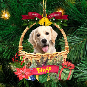 Merry Christmas Cute Pet Photo - Custom Photo And Name, Personalized Acrylic Ornament - Gift For Pet Lover