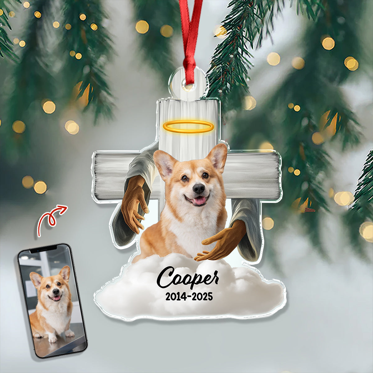 Custom Dog Memorial Photo Dog In Heaven Acrylic Ornament Christmas Gift For Dog Lovers Birthday Gift Christmas Gift For Dog Mom Dog Dad