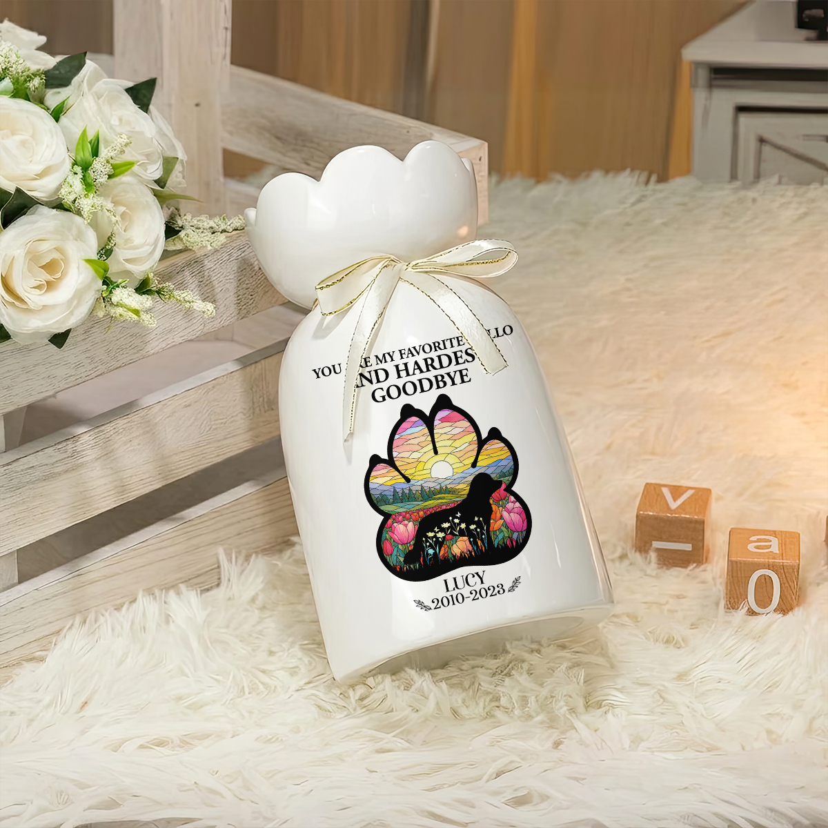 Forever In My Heart Personalized Ribbon Tie Flower Vase