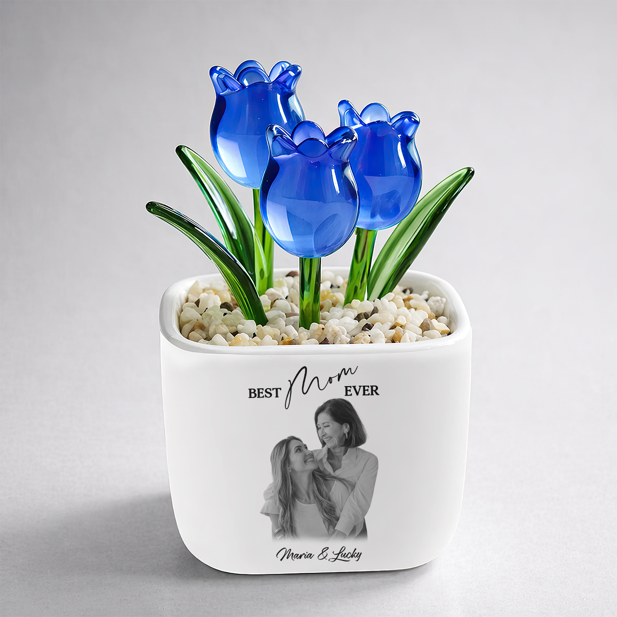 Best Mom Ever Personalized Glass Everlasting Tulips