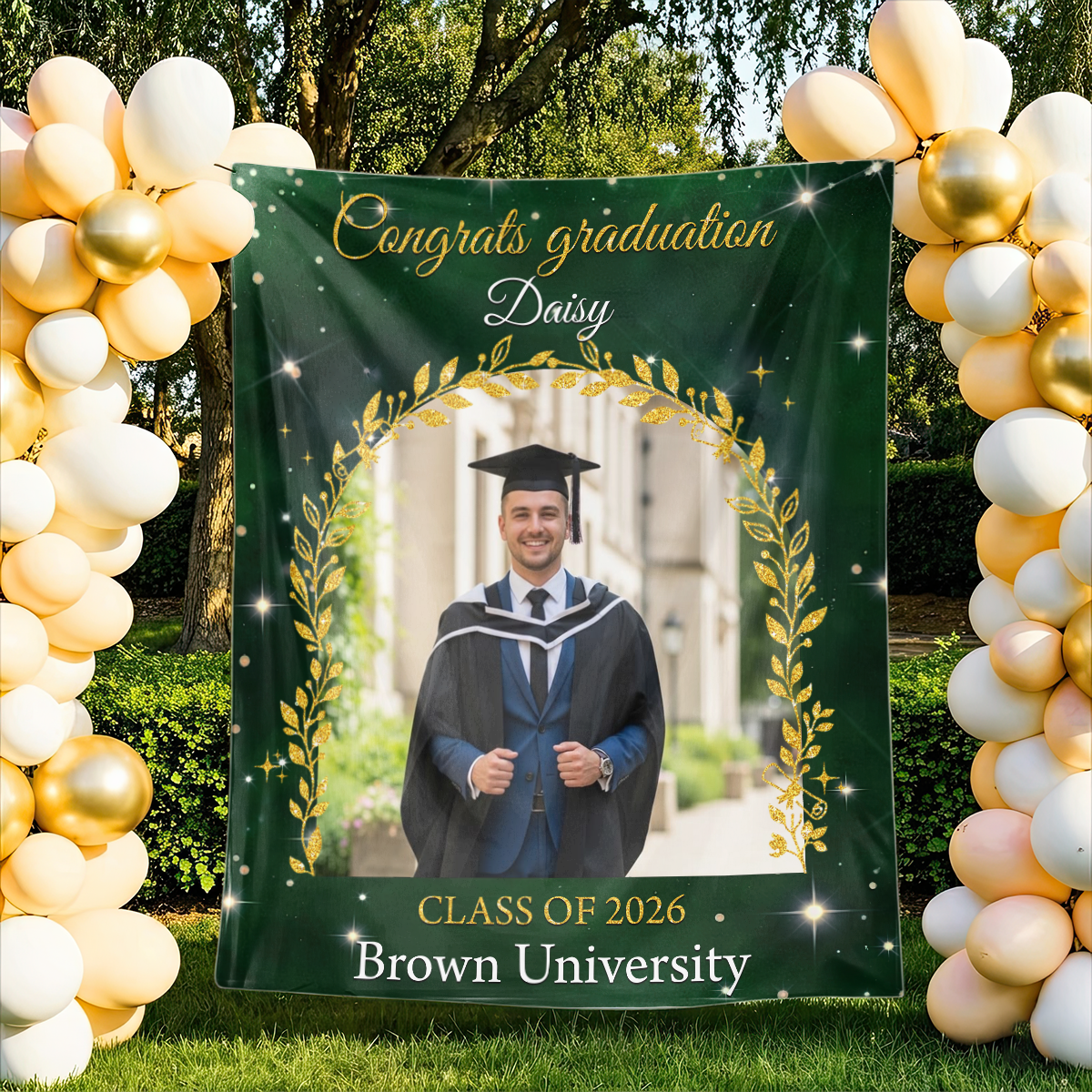 Glitter Class Of 2026 Personalized Graduation Backdrop