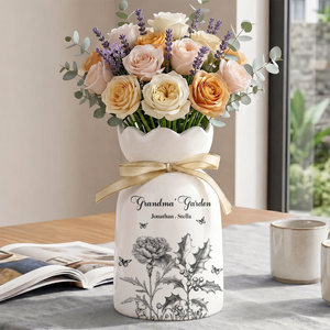 Grandma's Garden Personalized Ribbon Tie Flower Vase